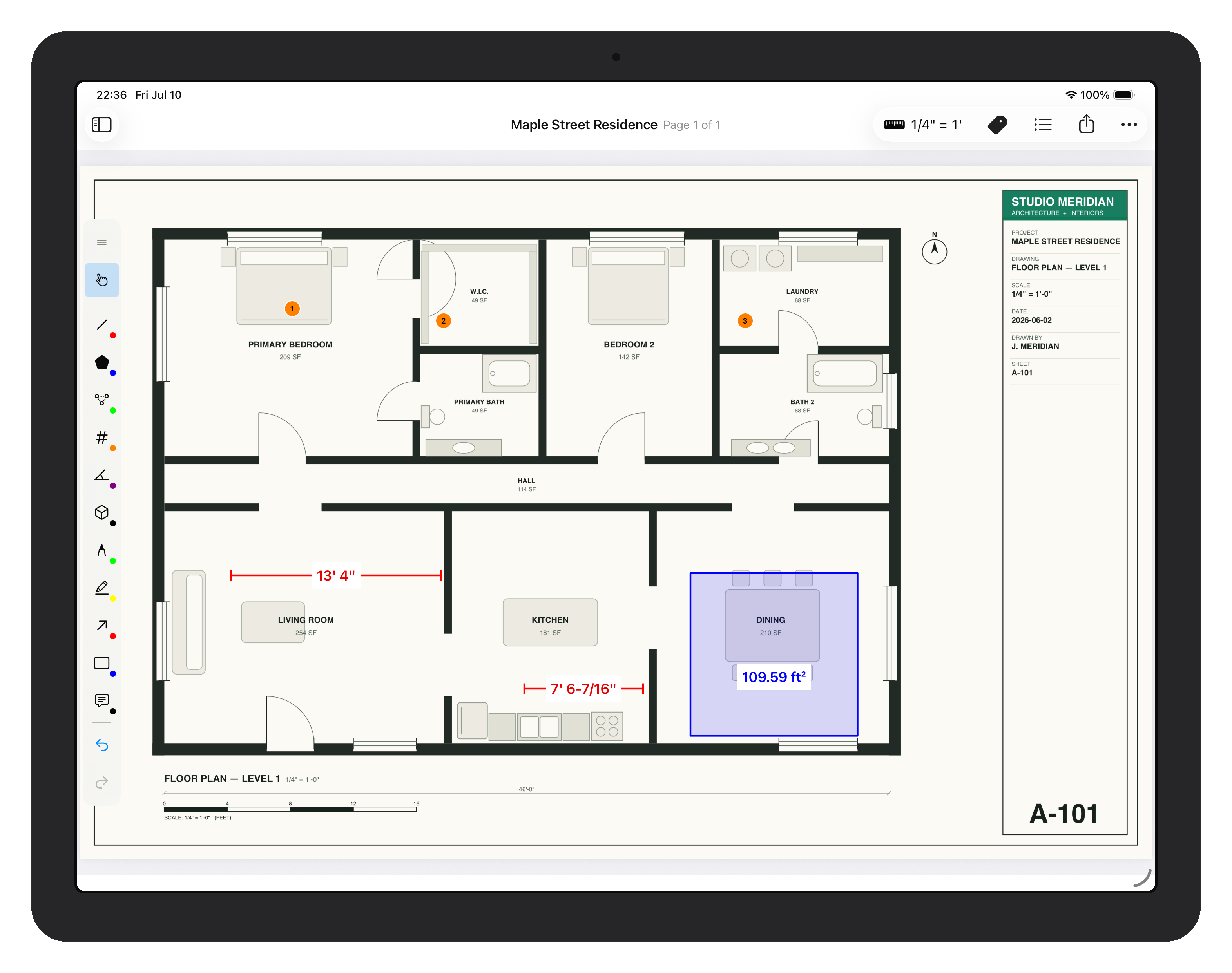 ScaleTap measurement workflow on iPad